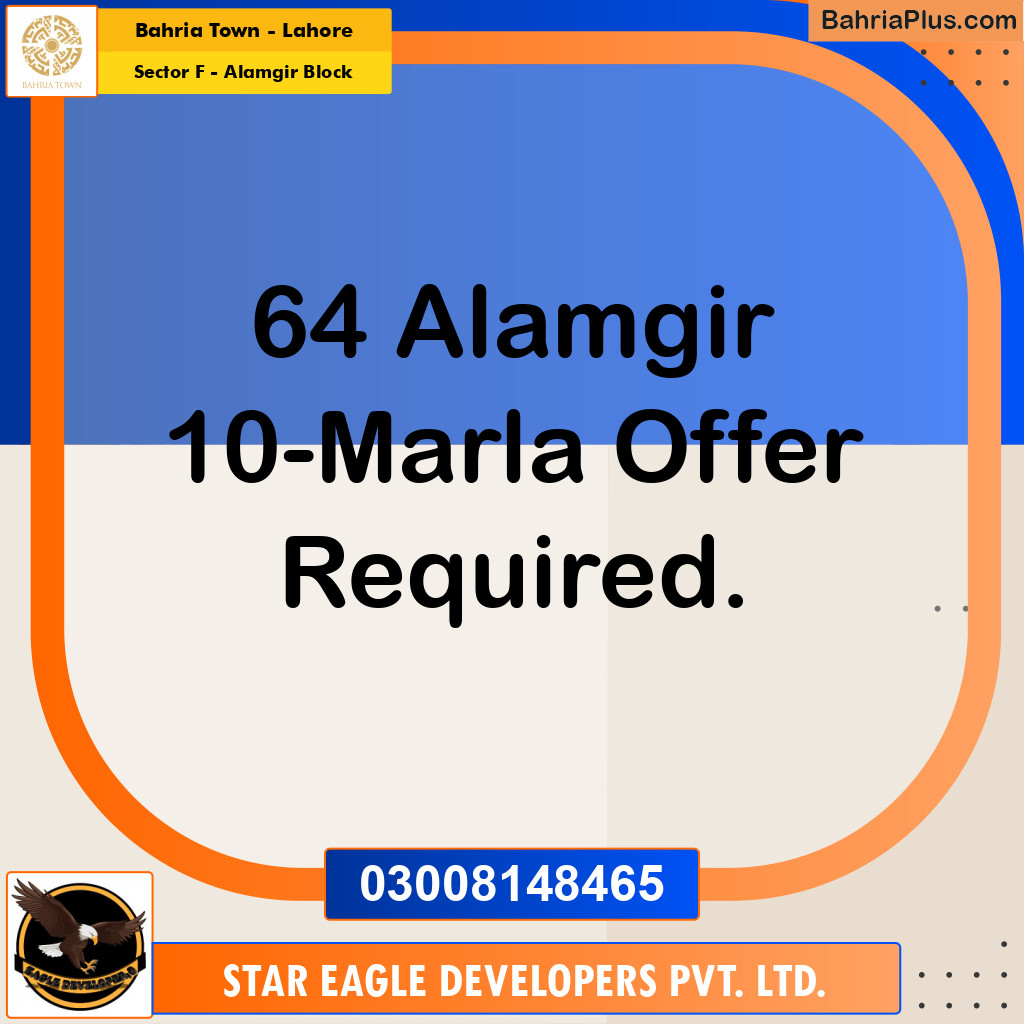 Residential Plot for Sale in Sector F - Alamgir Block -  Bahria Town, Lahore - (BP-177615)