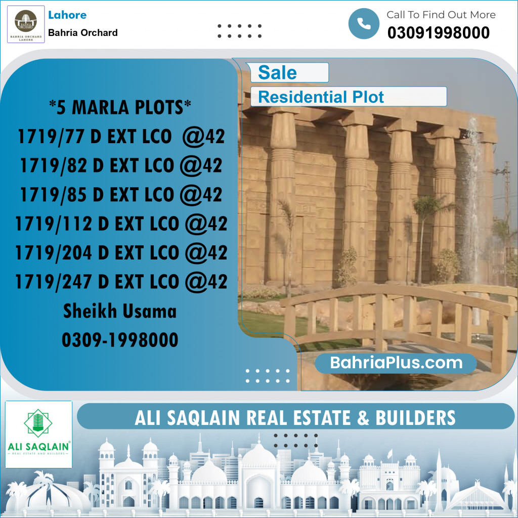 Residential Plot for Sale in Bahria Orchard, Lahore - (BP-177621)