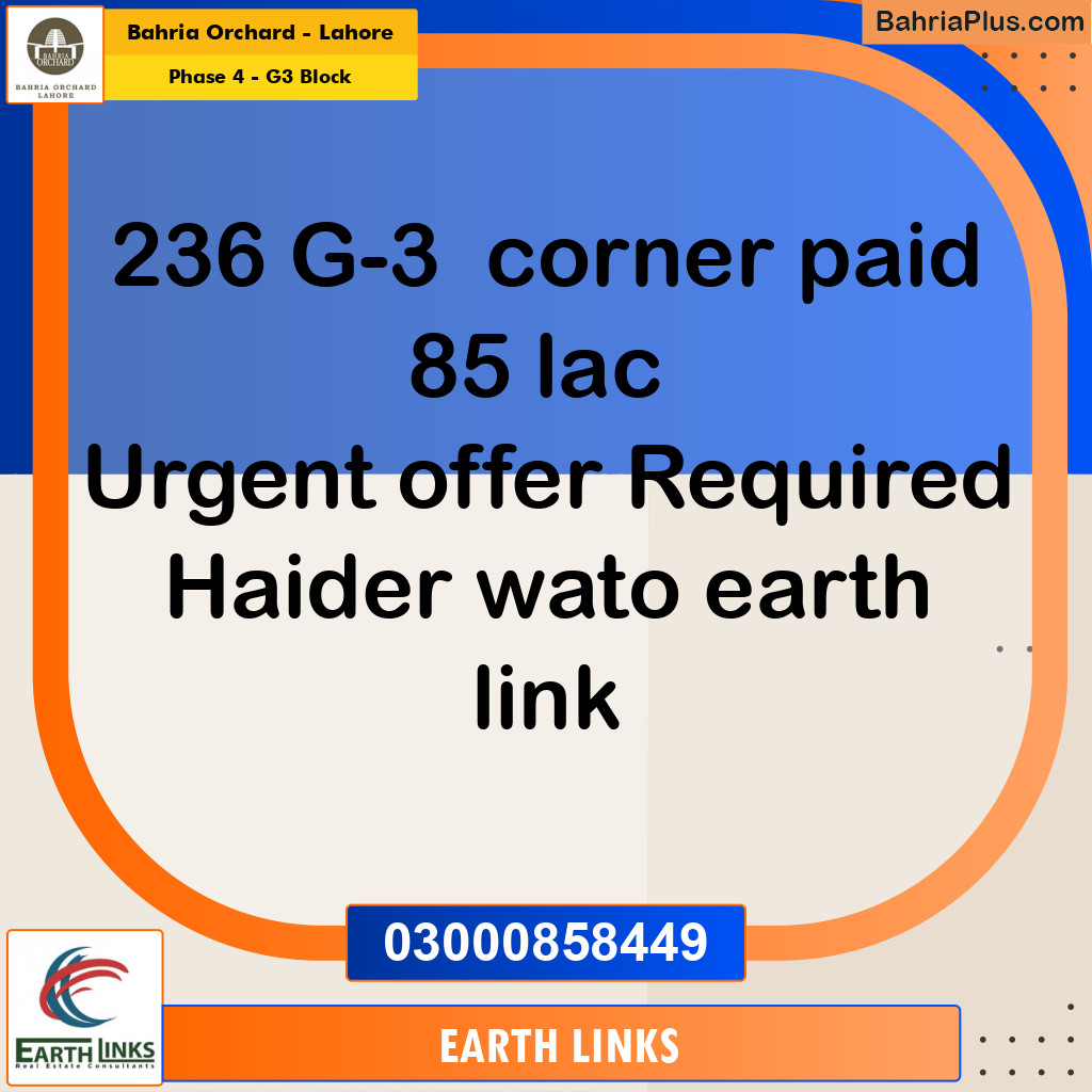 Residential Plot for Sale in Phase 4 - G3 Block -  Bahria Orchard, Lahore - (BP-177625)