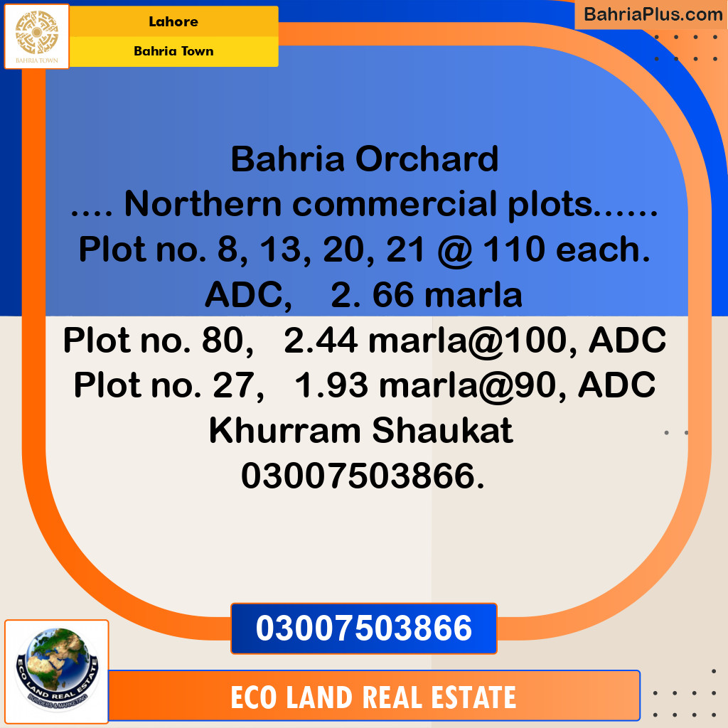 Commercial Plot for Sale in Bahria Town, Lahore - (BP-177650)