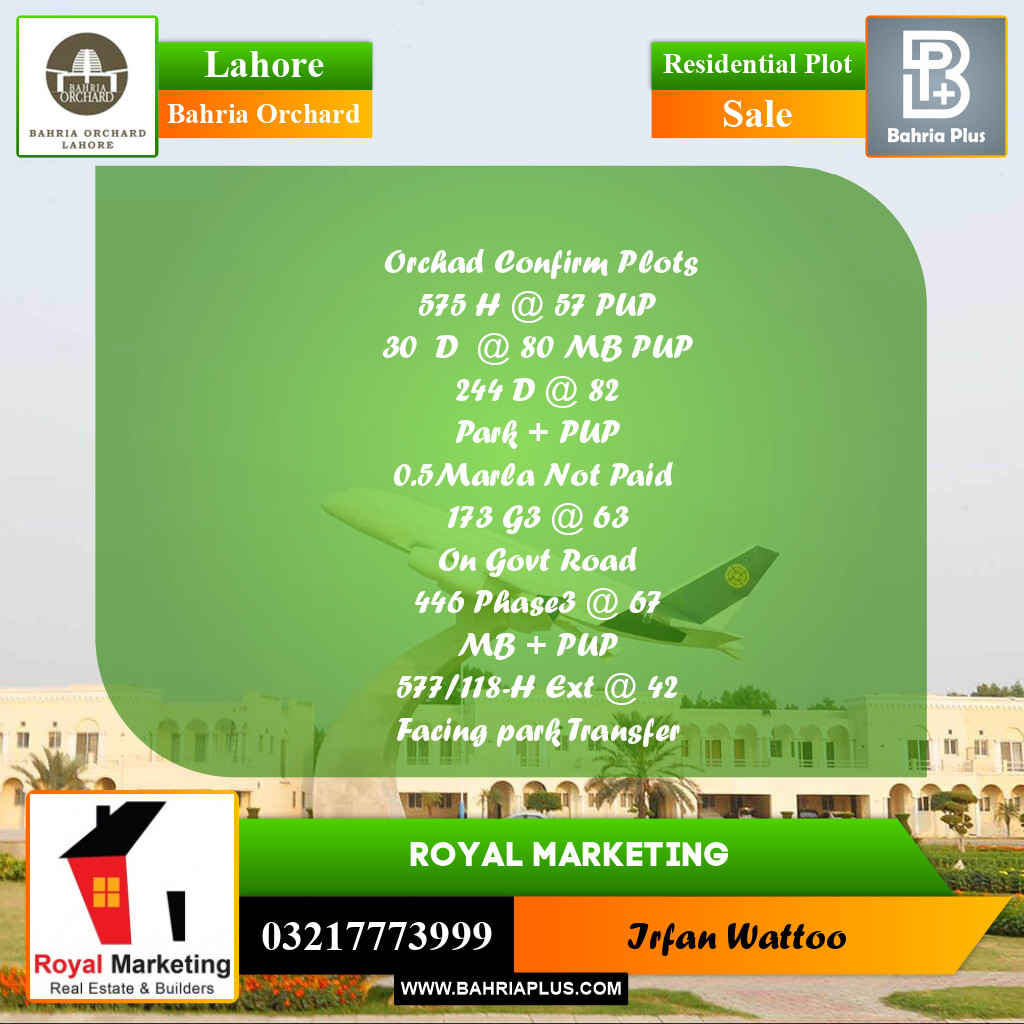 Residential Plot for Sale in Bahria Orchard, Lahore - (BP-177663)