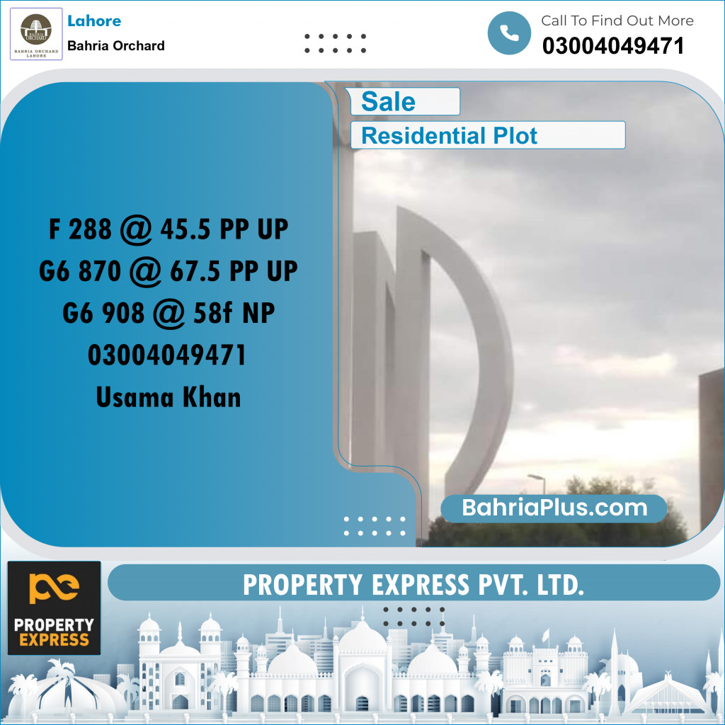Residential Plot for Sale in Bahria Orchard, Lahore - (BP-177667)