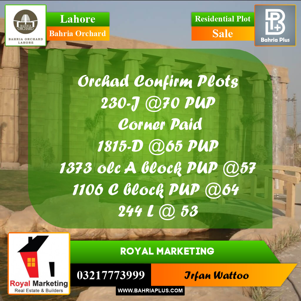 Residential Plot for Sale in Bahria Orchard, Lahore - (BP-177668)