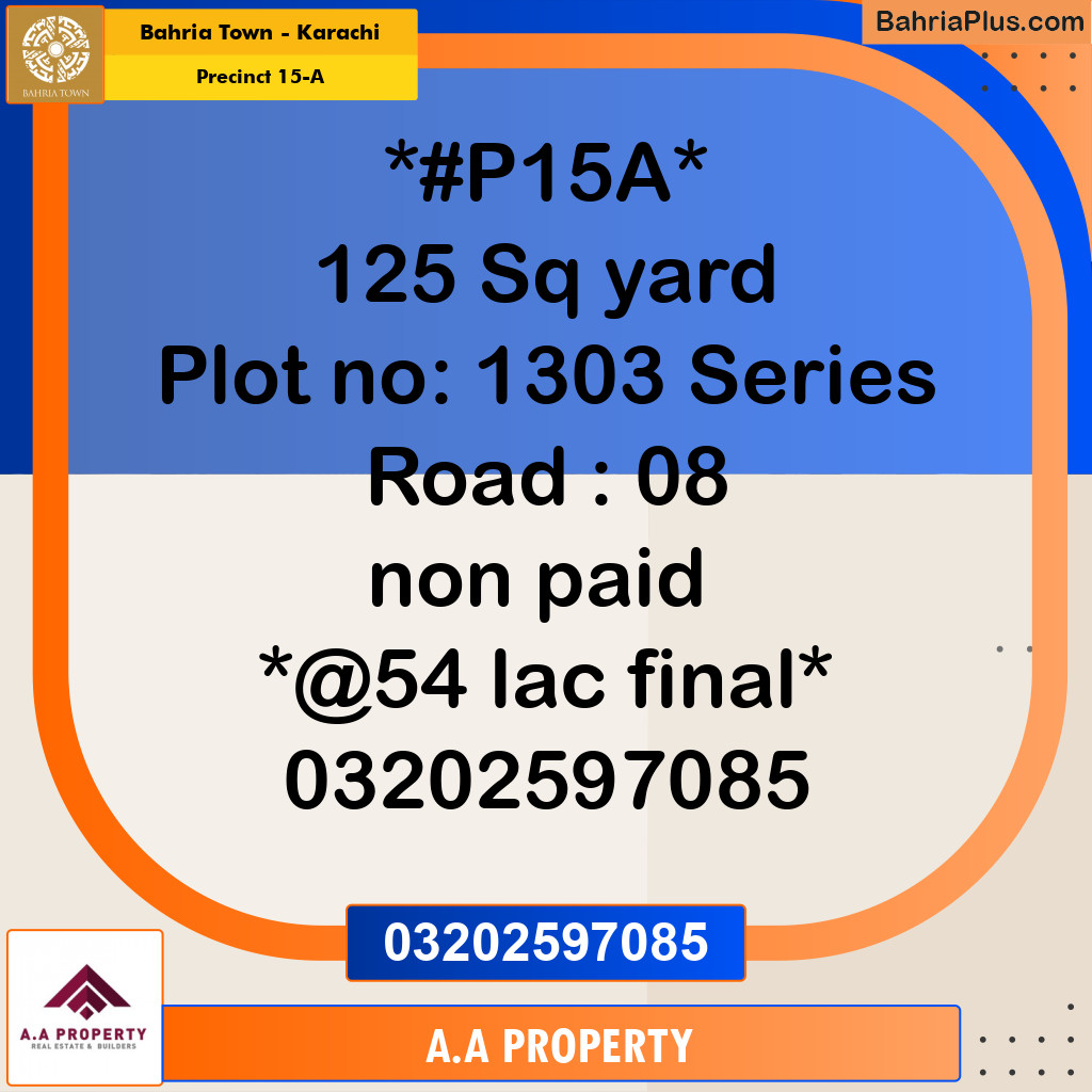 125 Sq. Yards Residential Plot for Sale in Precinct 15-A -  Bahria Town, Karachi - (BP-177672)