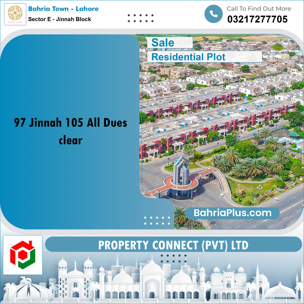 Residential Plot for Sale in Sector E - Jinnah Block -  Bahria Town, Lahore - (BP-177684)