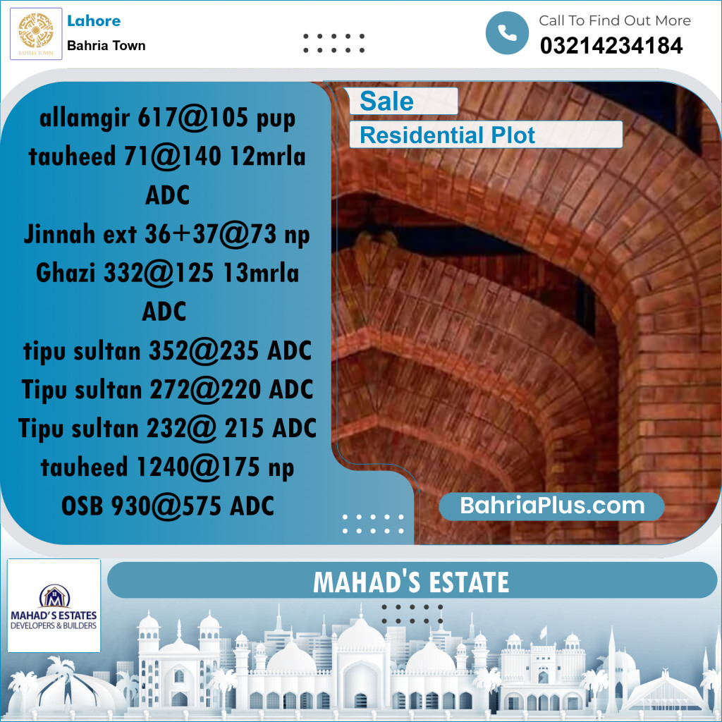 Residential Plot for Sale in Bahria Town, Lahore - (BP-177686)