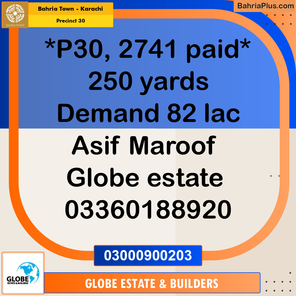 250 Sq. Yards Residential Plot for Sale in Precinct 30 -  Bahria Town, Karachi - (BP-177783)