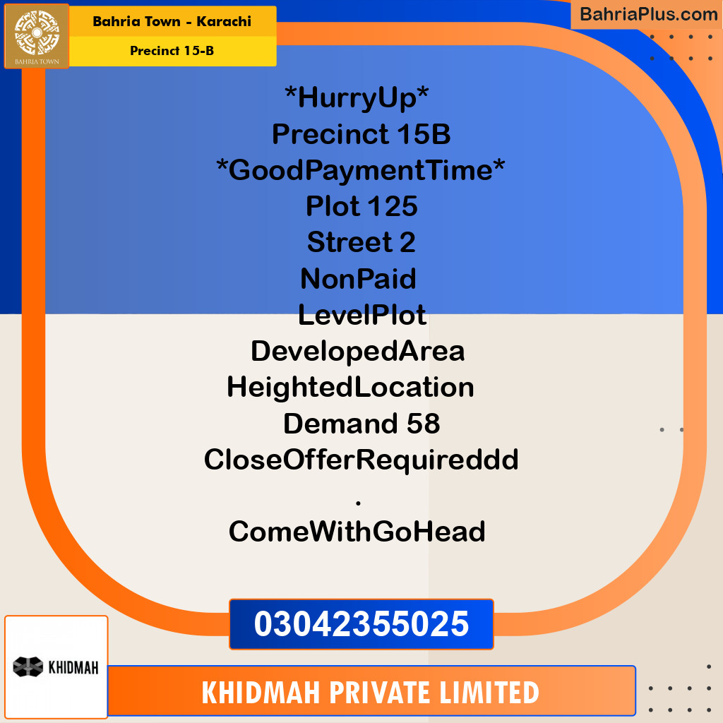 125 Sq. Yards Residential Plot for Sale in Precinct 15-B -  Bahria Town, Karachi - (BP-177794)