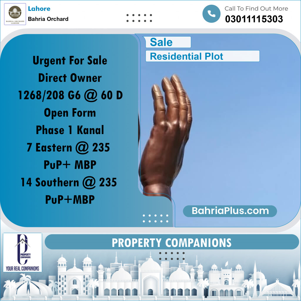 Residential Plot for Sale in Bahria Orchard, Lahore - (BP-177809)