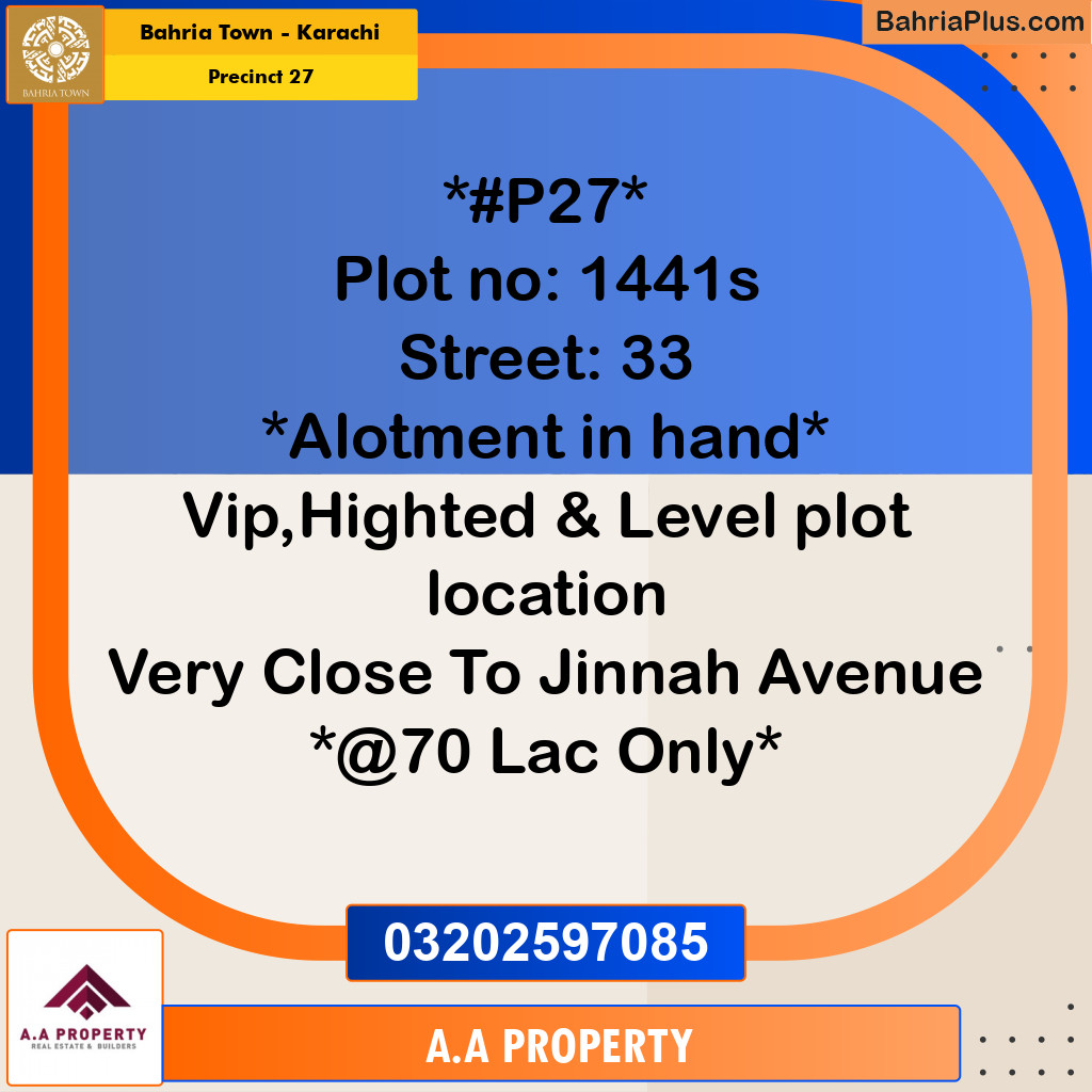 Residential Plot for Sale in Precinct 27 -  Bahria Town, Karachi - (BP-177811)