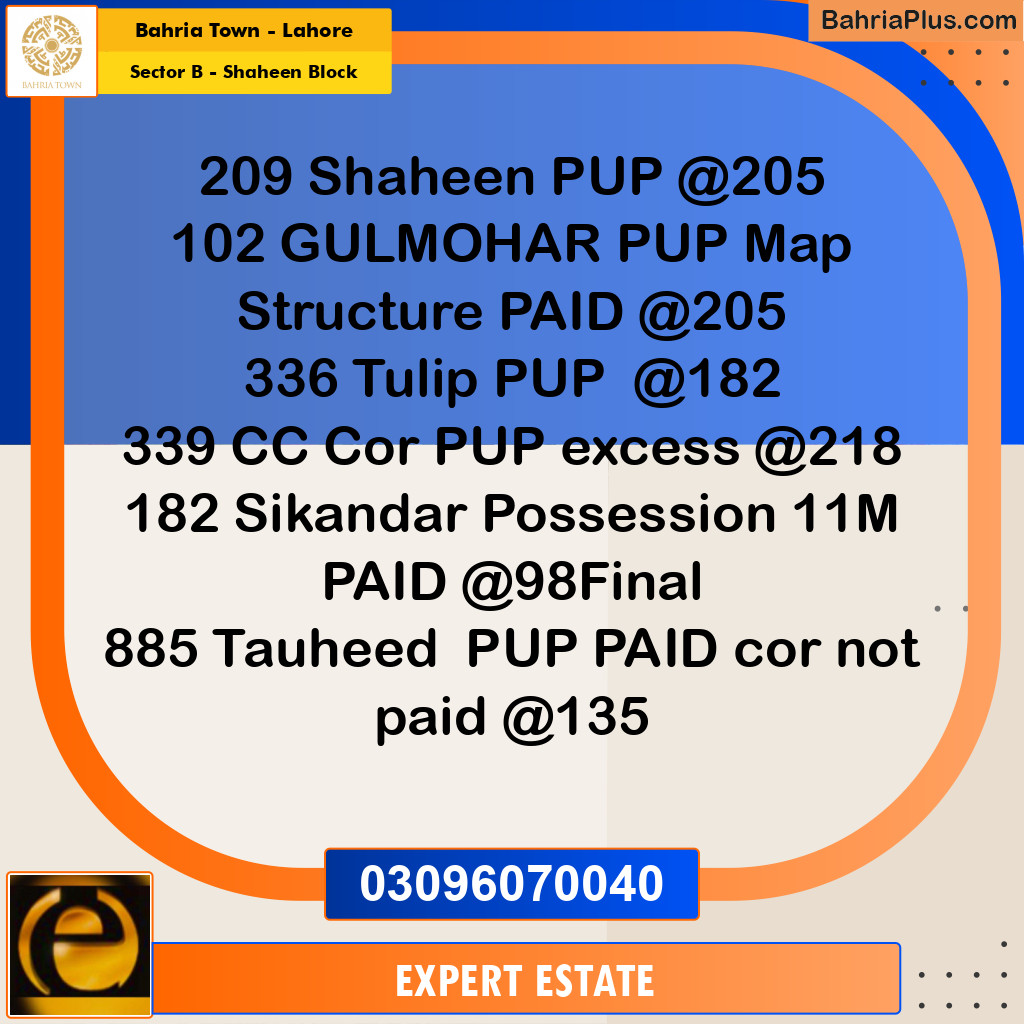 Residential Plot for Sale in Sector B - Shaheen Block -  Bahria Town, Lahore - (BP-177831)