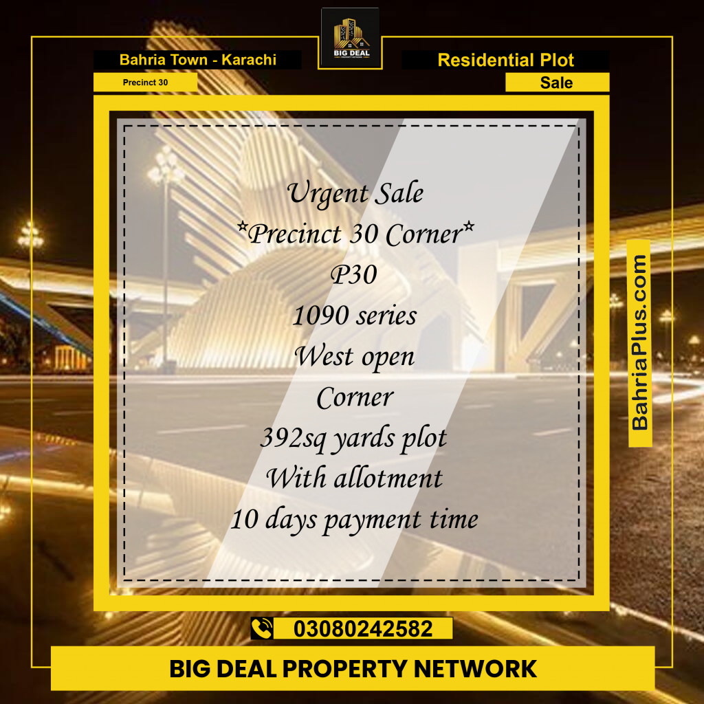 250 Sq. Yards Residential Plot for Sale in Precinct 30 -  Bahria Town, Karachi - (BP-177871)