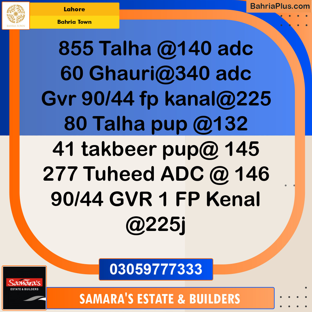 Residential Plot for Sale in Sector F - Talha Block -  Bahria Town, Lahore - (BP-177877)