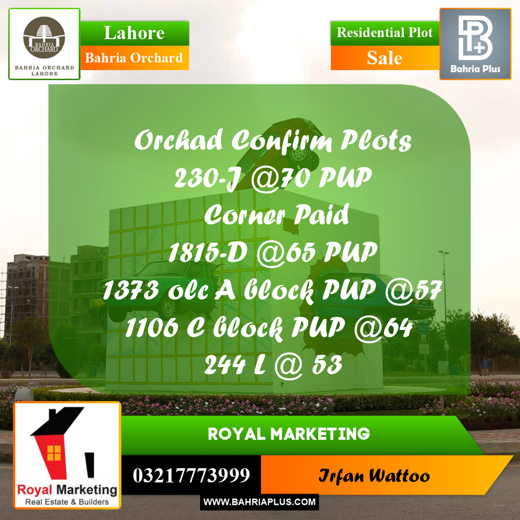 Residential Plot for Sale in Bahria Orchard, Lahore - (BP-177910)