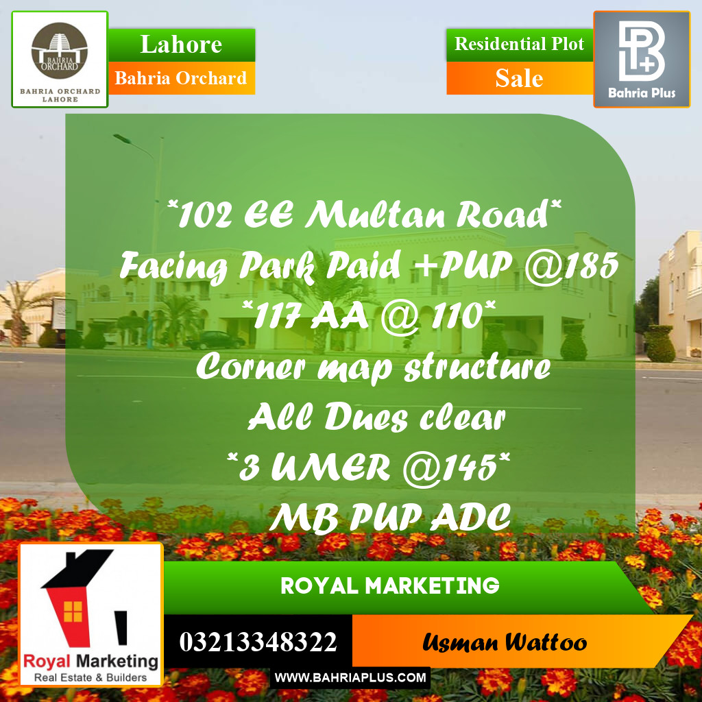 Residential Plot for Sale in Bahria Orchard, Lahore - (BP-177932)