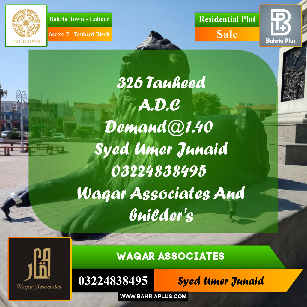 Residential Plot for Sale in Sector F - Tauheed Block -  Bahria Town, Lahore - (BP-177962)