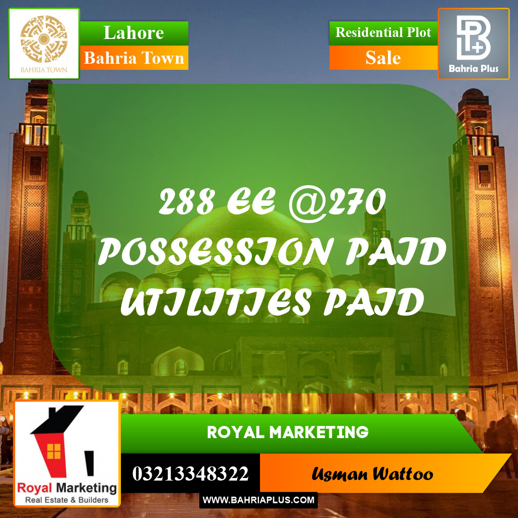 Residential Plot for Sale in Bahria Town, Lahore - (BP-177971)