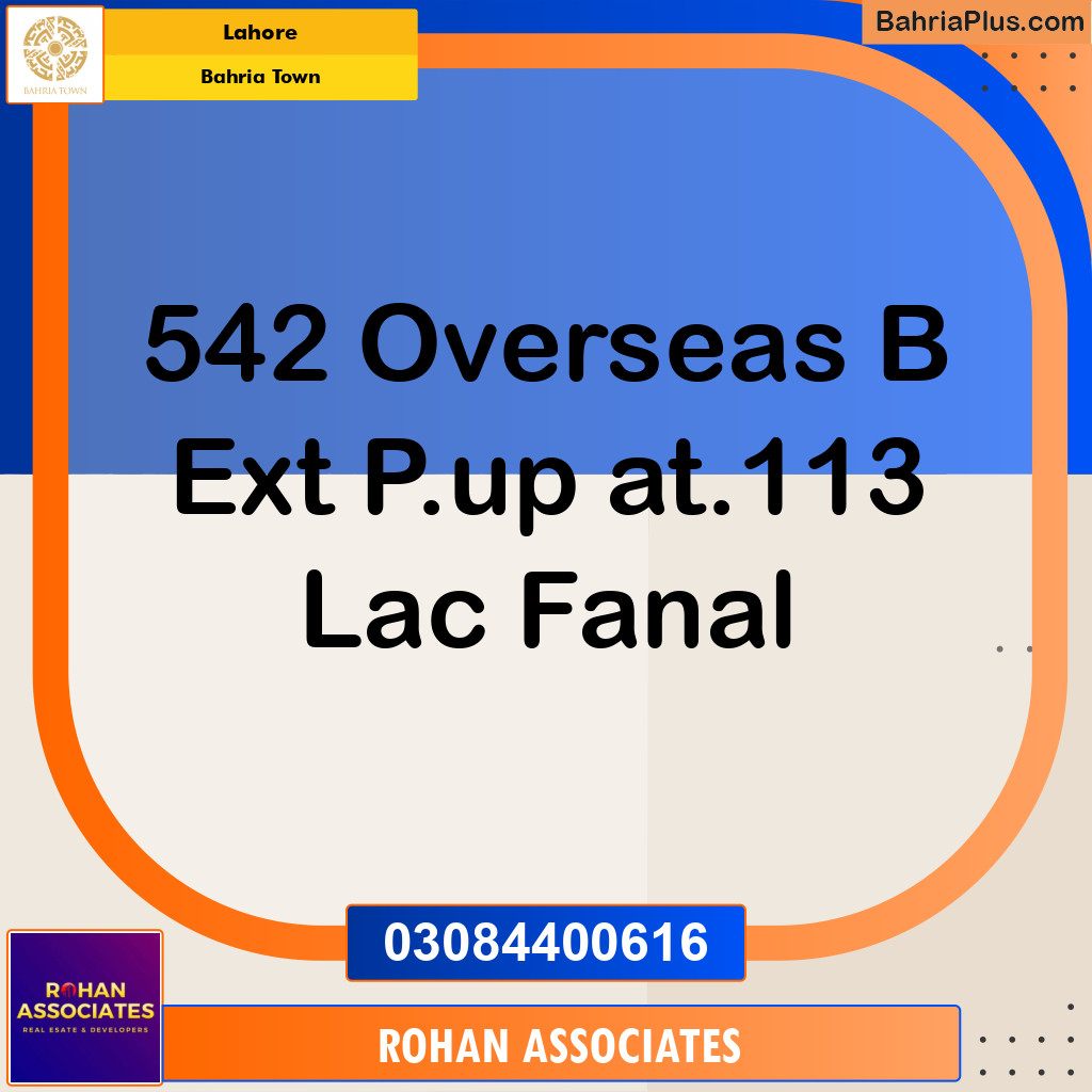 Residential Plot for Sale in Overseas B Ext - Bahria Town, Lahore - (BP-177992)