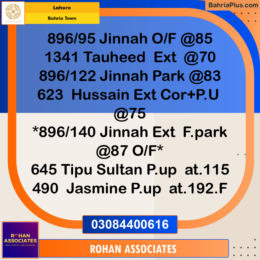 Residential Plot for Sale in Sector F - Tipu Sultan Block -  Bahria Town, Lahore - (BP-177997)