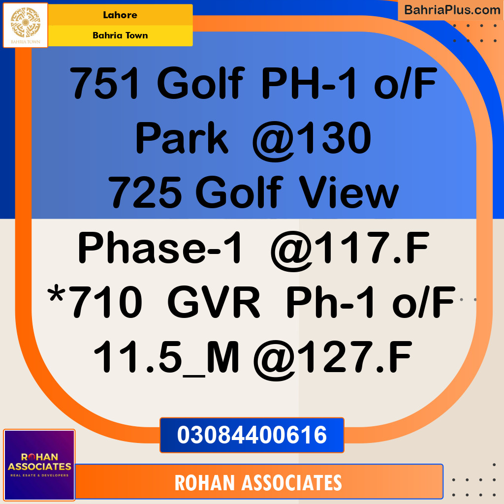 Residential Plot for Sale in Golf Phase 1 -  Bahria Town, Lahore - (BP-177999)