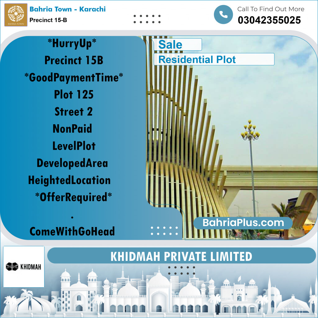 125 Sq. Yards Residential Plot for Sale in Precinct 15-B -  Bahria Town, Karachi - (BP-178031)