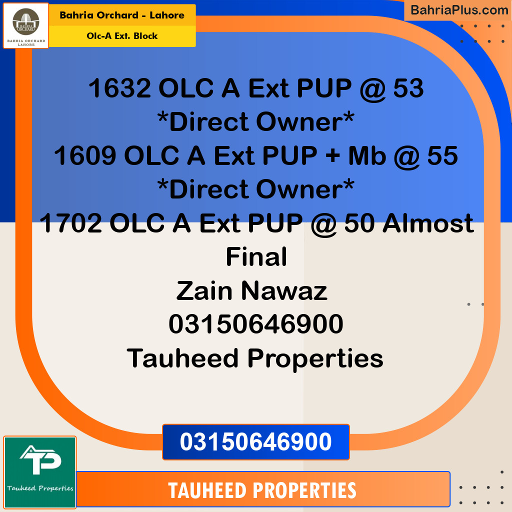 Residential Plot for Sale in OLC-A Ext. Block -  Bahria Orchard, Lahore - (BP-178053)