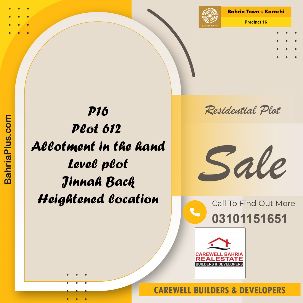 250 Sq. Yards Residential Plot for Sale in Precinct 16 -  Bahria Town, Karachi - (BP-178074)