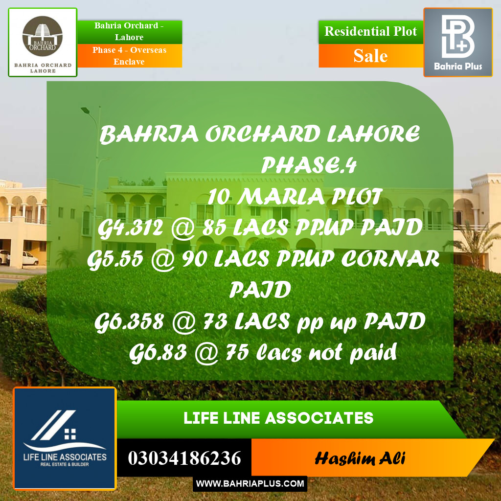 Residential Plot for Sale in Phase 4 - Overseas Enclave -  Bahria Orchard, Lahore - (BP-178078)