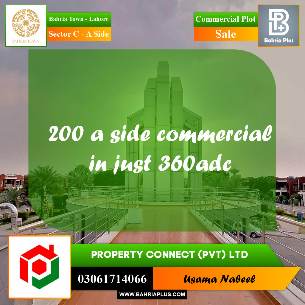 Commercial Plot for Sale in Sector C - A Side -  Bahria Town, Lahore - (BP-178080)