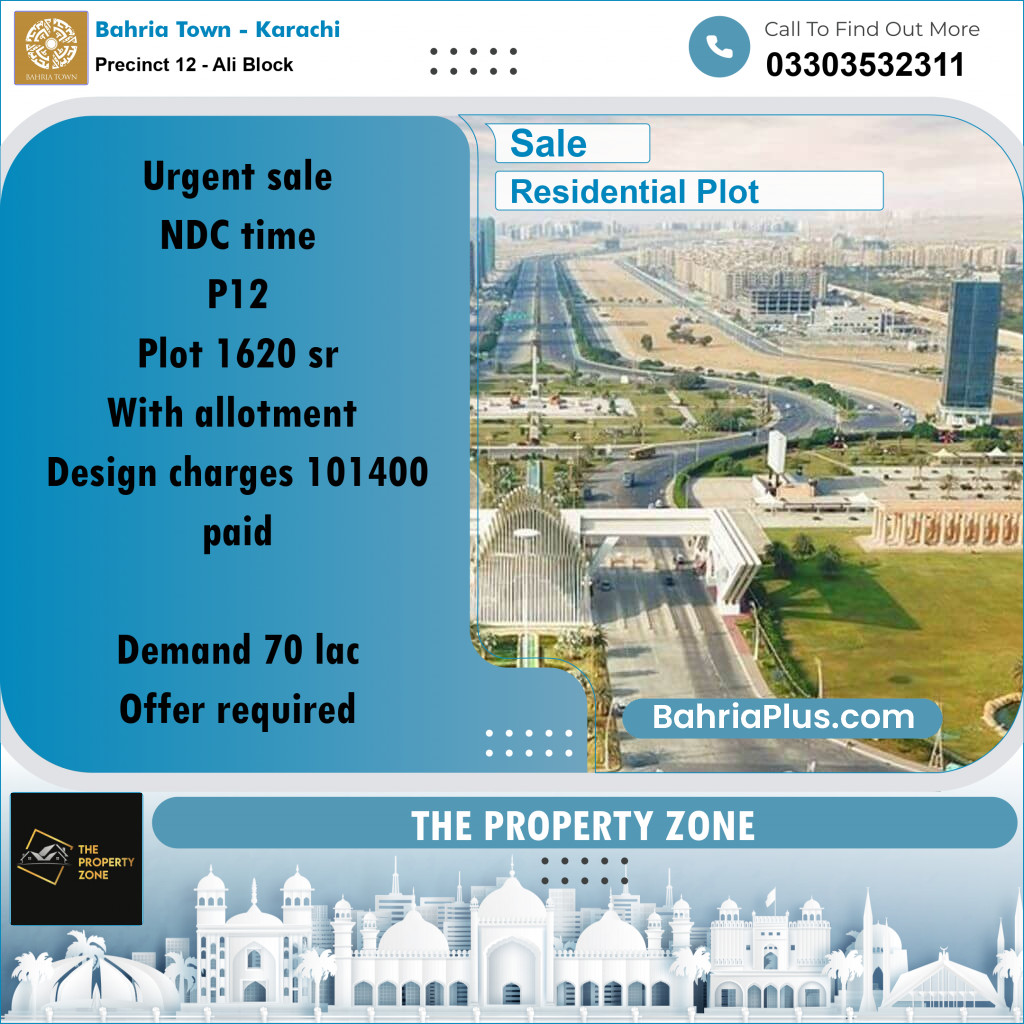Residential Plot for Sale in Precinct 12 - Ali Block - Bahria Town, Karachi - (BP-178117)
