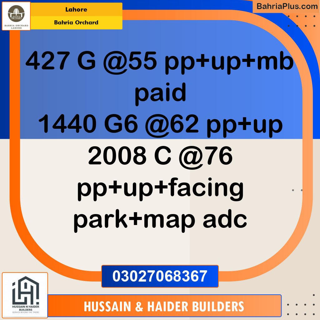 Residential Plot for Sale in Phase 2 - G Block -  Bahria Orchard, Lahore - (BP-178141)