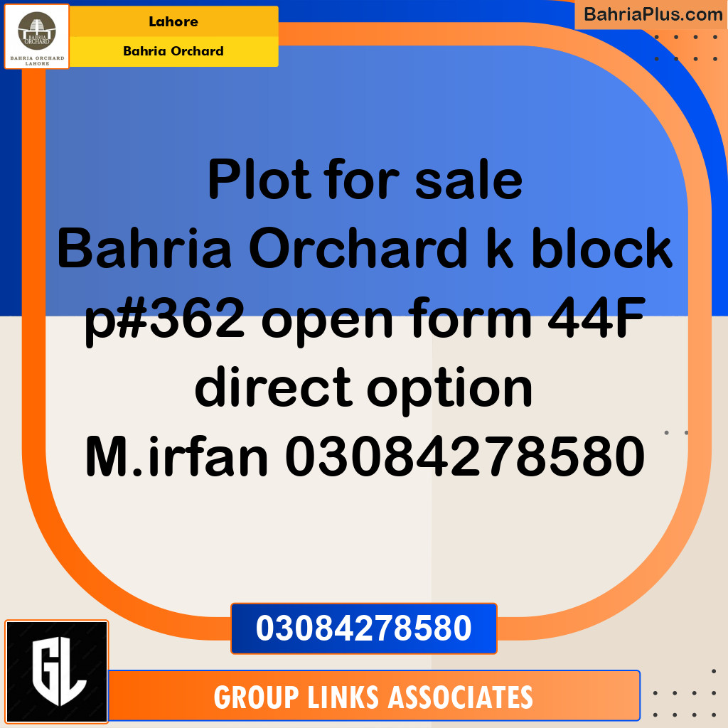 Residential Plot for Sale in Phase 2 - K Block -  Bahria Orchard, Lahore - (BP-178229)
