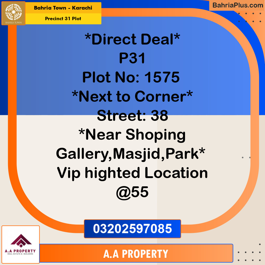 Residential Plot for Sale in Precinct 31 Plot -  Bahria Town, Karachi - (BP-178299)