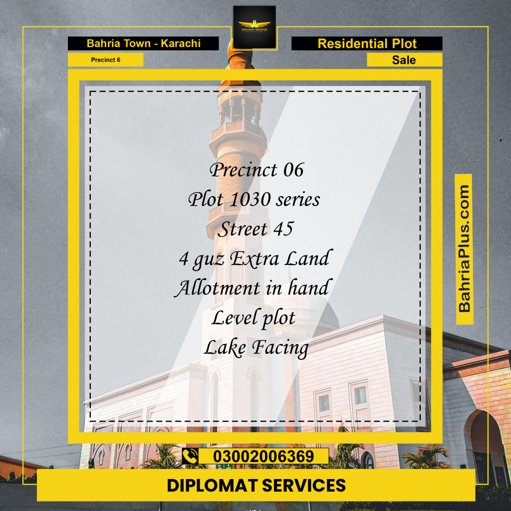 Residential Plot for Sale in Precinct 6 - Bahria Town, Karachi - (BP-178308)