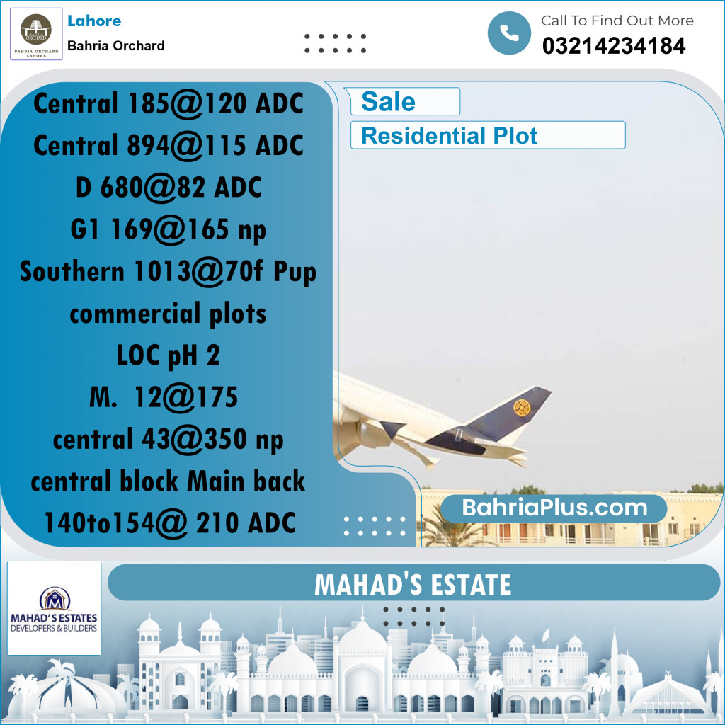 Residential Plot for Sale in Phase 1 - Central District -  Bahria Orchard, Lahore - (BP-178321)