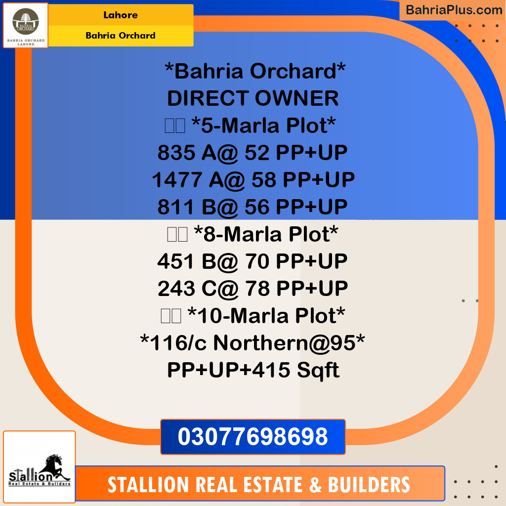 Residential Plot for Sale in Bahria Orchard, Lahore - (BP-178334)