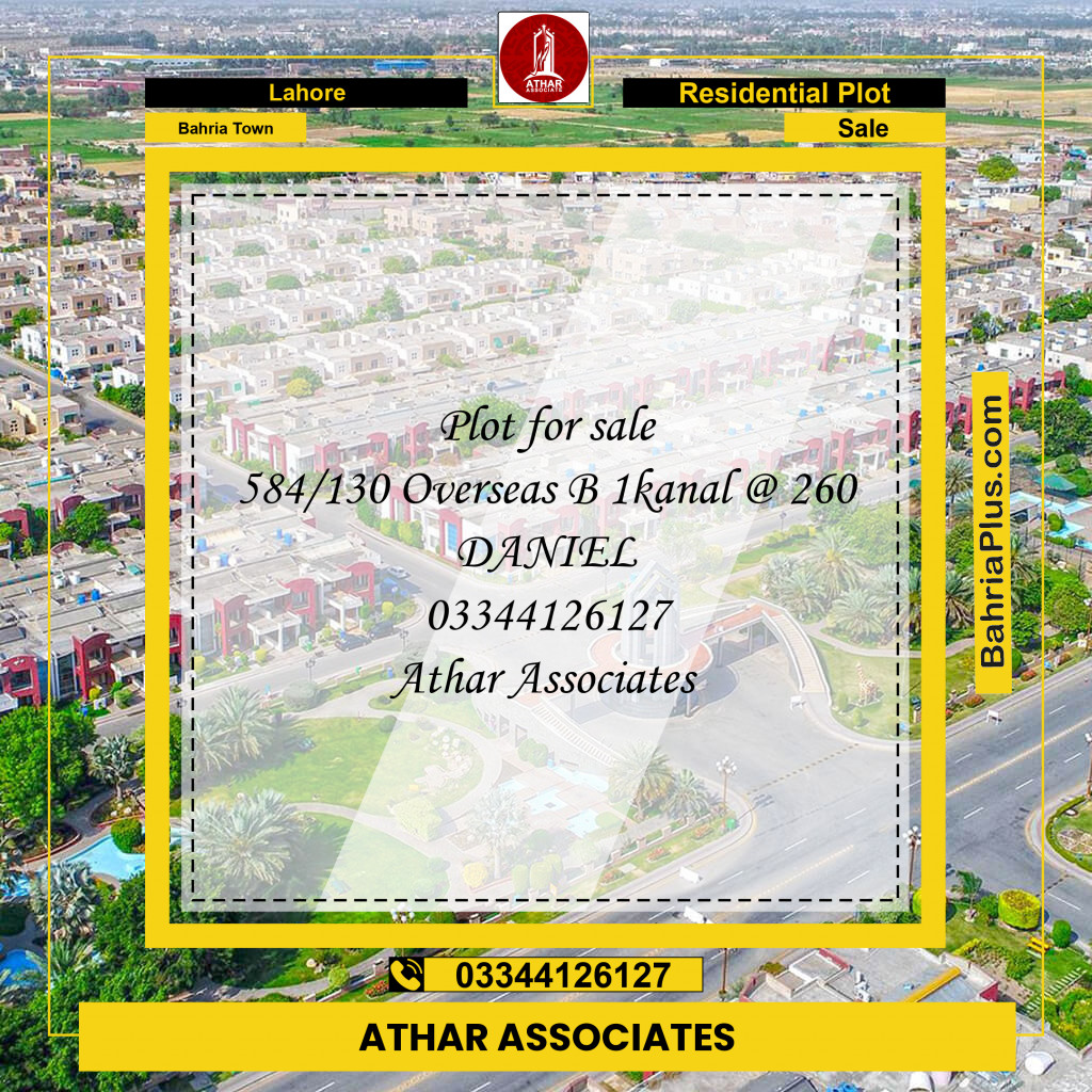 Residential Plot for Sale in Overseas B -  Bahria Town, Lahore - (BP-178363)