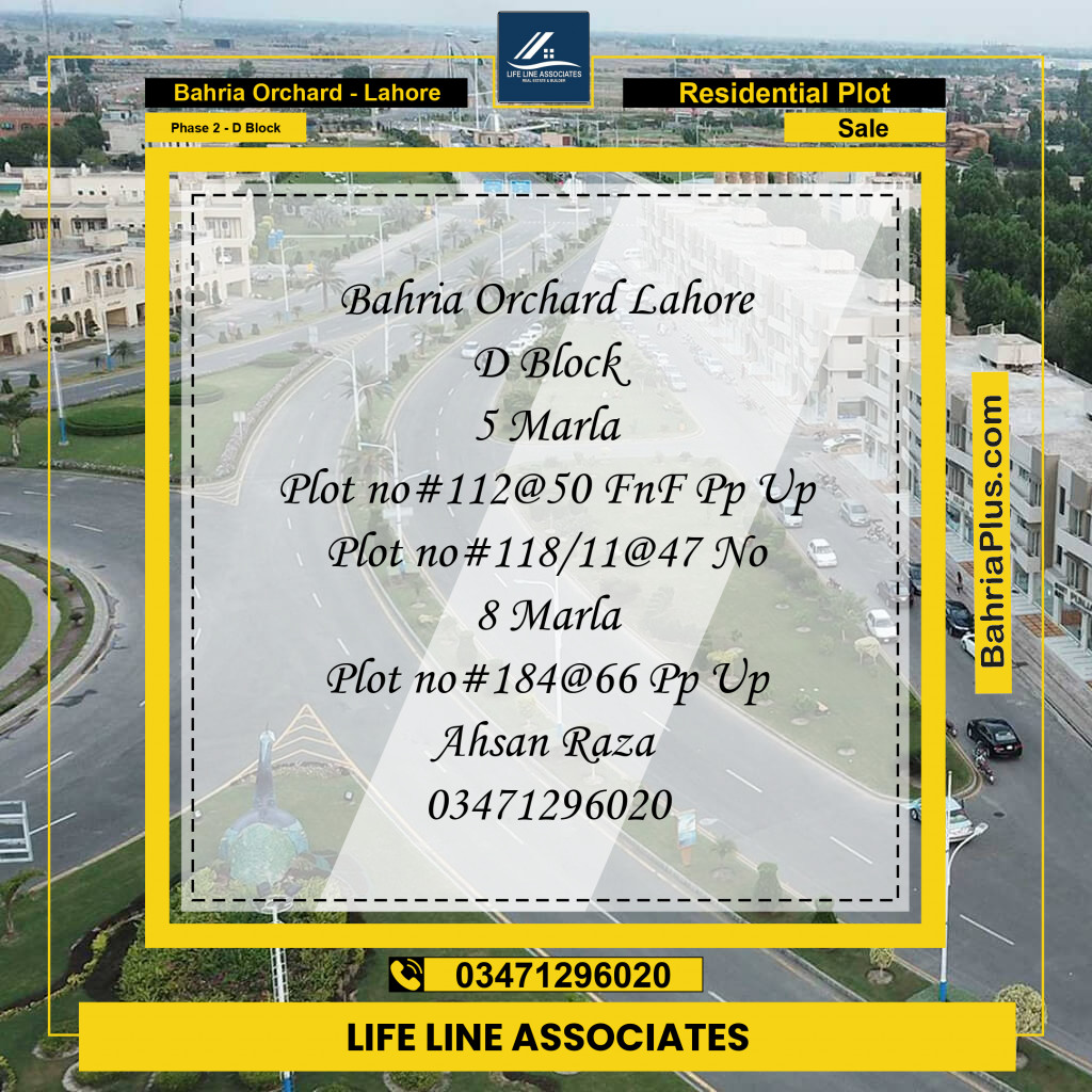 Residential Plot for Sale in Phase 2 - D Block -  Bahria Orchard, Lahore - (BP-178385)