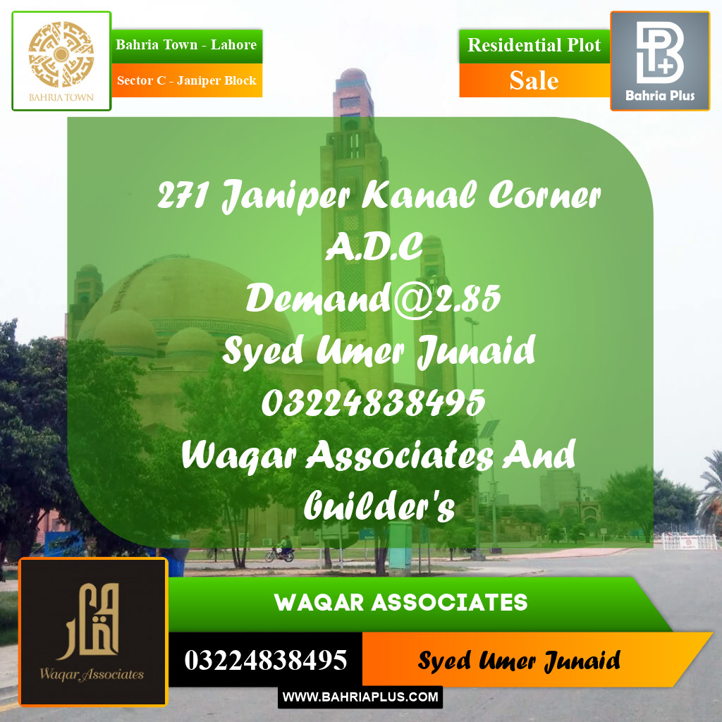Residential Plot for Sale in Sector C - Janiper Block - Bahria Town, Lahore - (BP-178395)
