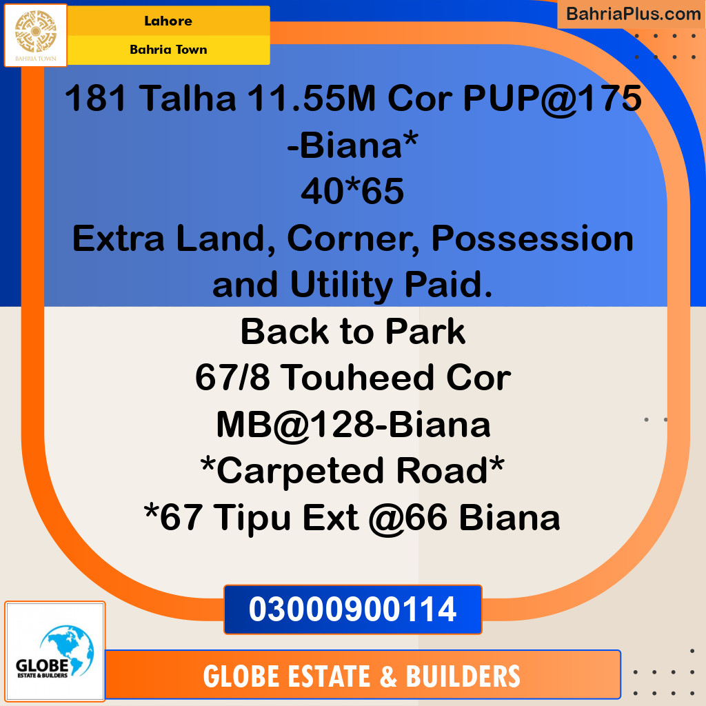 Residential Plot for Sale in Sector F - Talha Block -  Bahria Town, Lahore - (BP-178442)