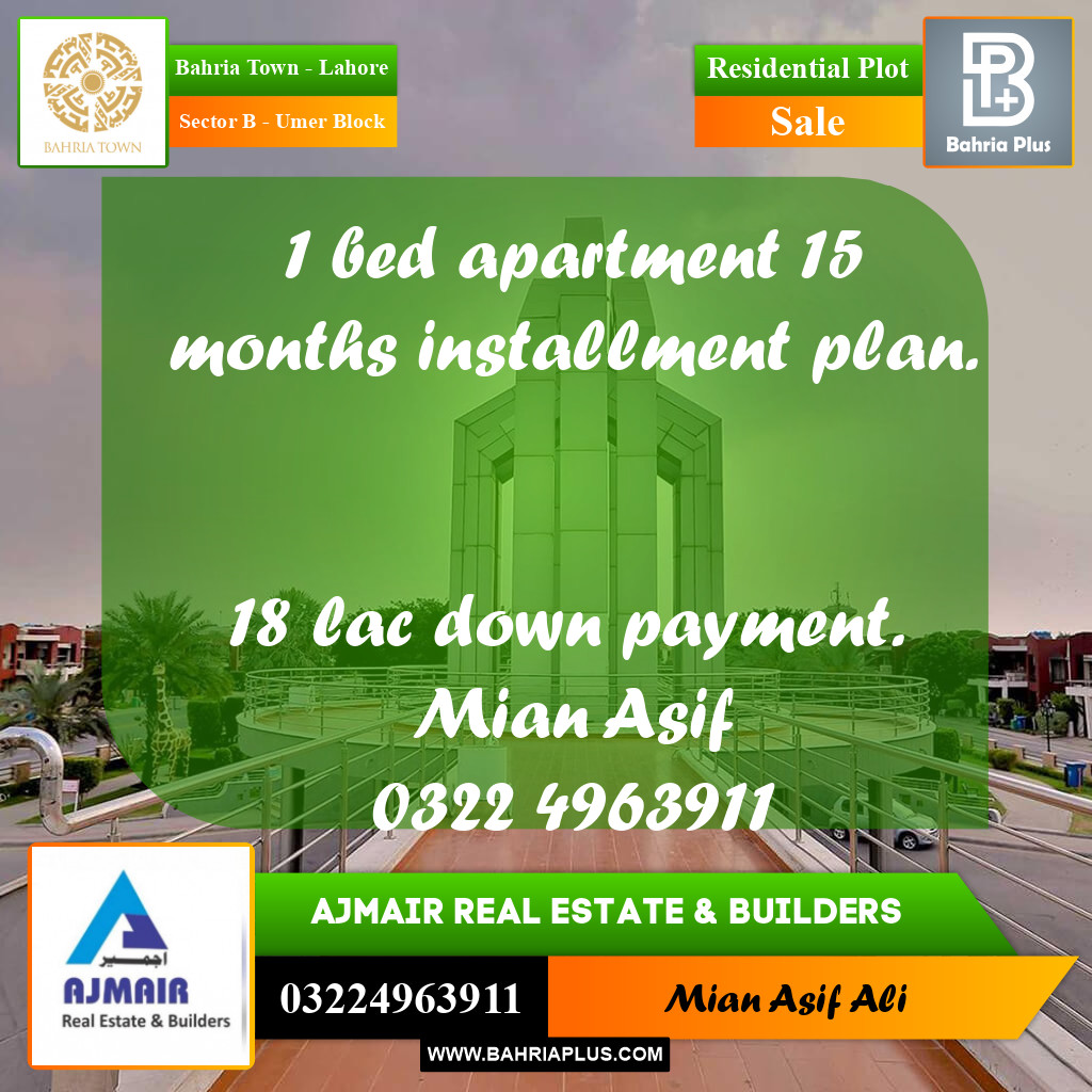 Residential Plot for Sale in Sector B - Umer Block -  Bahria Town, Lahore - (BP-178483)