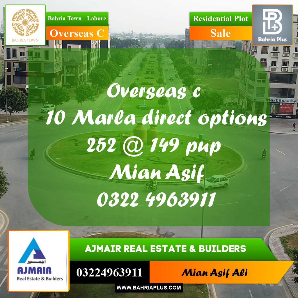 Residential Plot for Sale in Overseas C -  Bahria Town, Lahore - (BP-178500)
