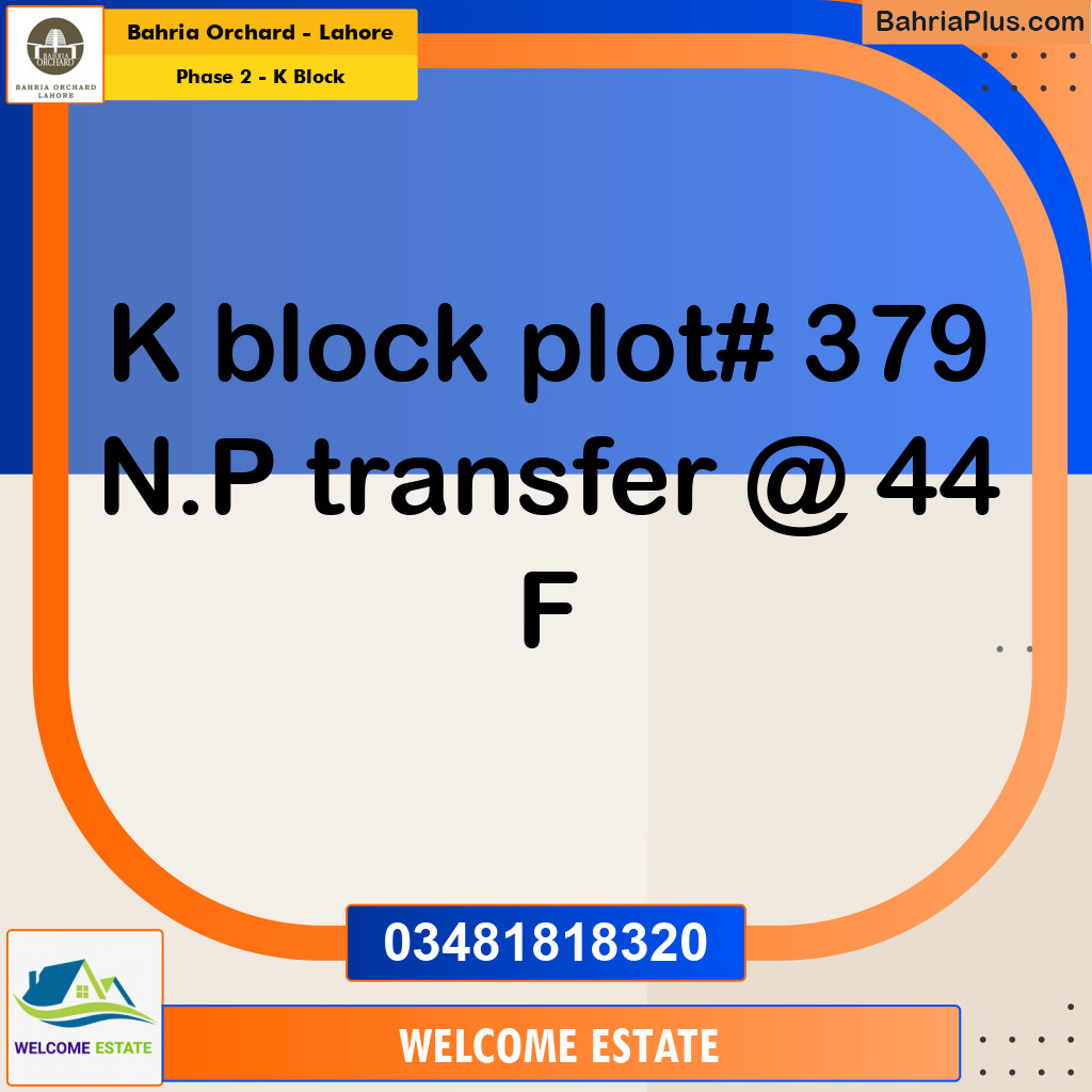 Residential Plot for Sale in Phase 2 - K Block -  Bahria Orchard, Lahore - (BP-178546)