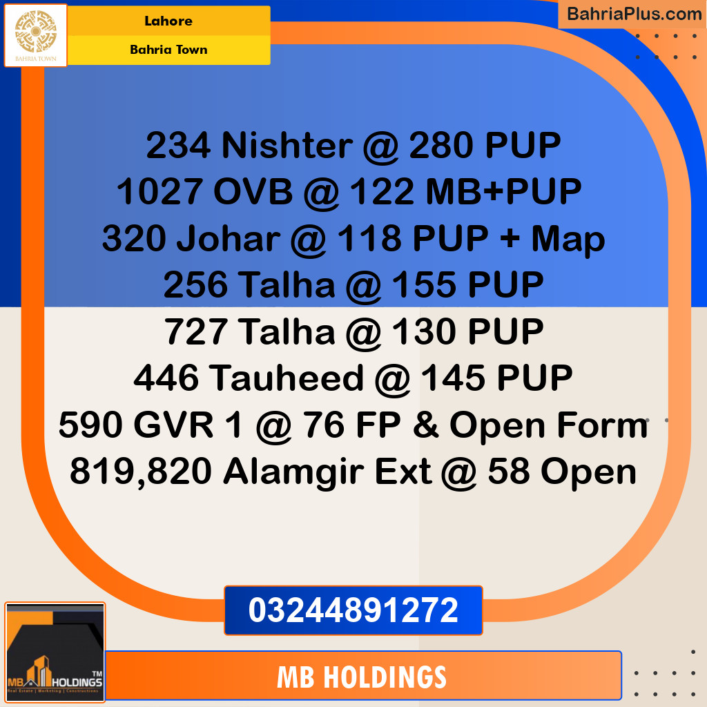 Residential Plot for Sale in Sector E - Nishtar Block - Bahria Town, Lahore - (BP-178570)