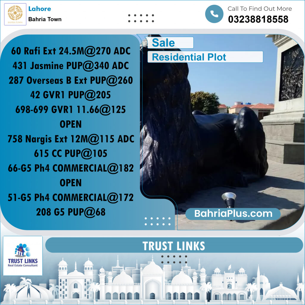 Residential Plot for Sale in Sector E - Rafi Ext. Block -  Bahria Town, Lahore - (BP-178604)