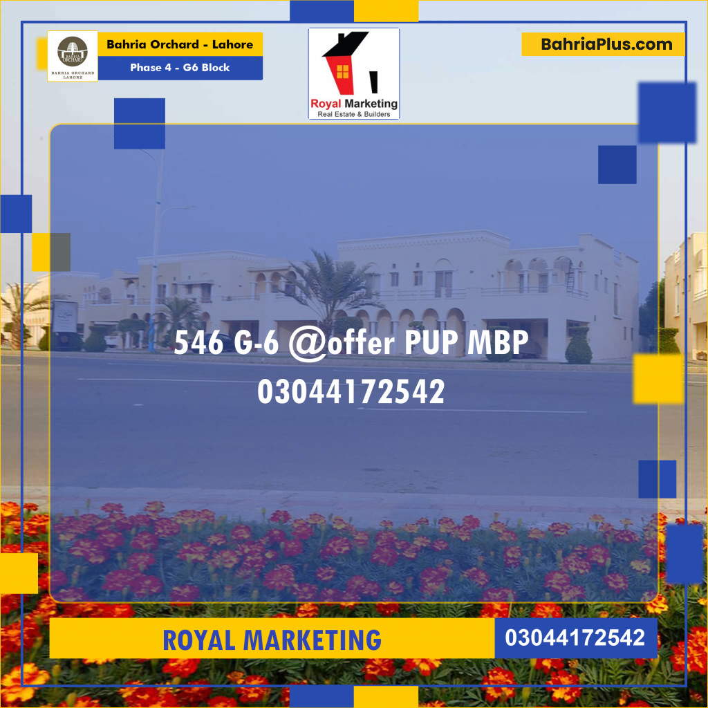 Residential Plot for Sale in Phase 4 - G6 Block -  Bahria Orchard, Lahore - (BP-178613)