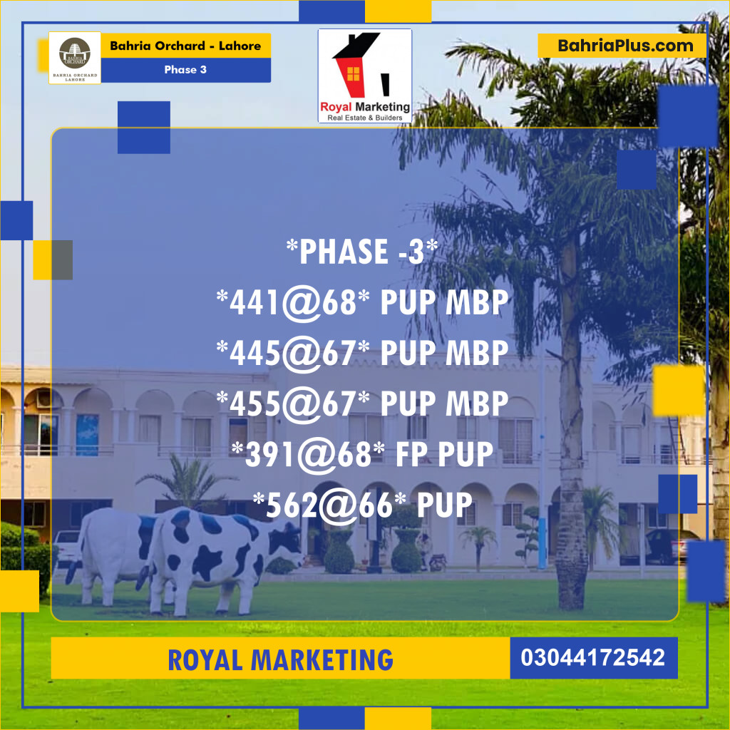 Residential Plot for Sale in Phase 3 - Bahria Orchard, Lahore - (BP-178623)