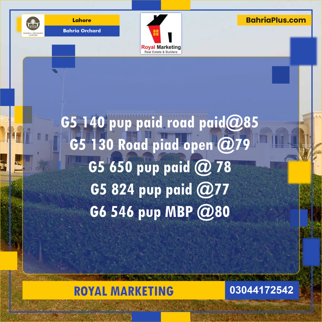 Residential Plot for Sale in Phase 4 - G5 Block -  Bahria Orchard, Lahore - (BP-178635)