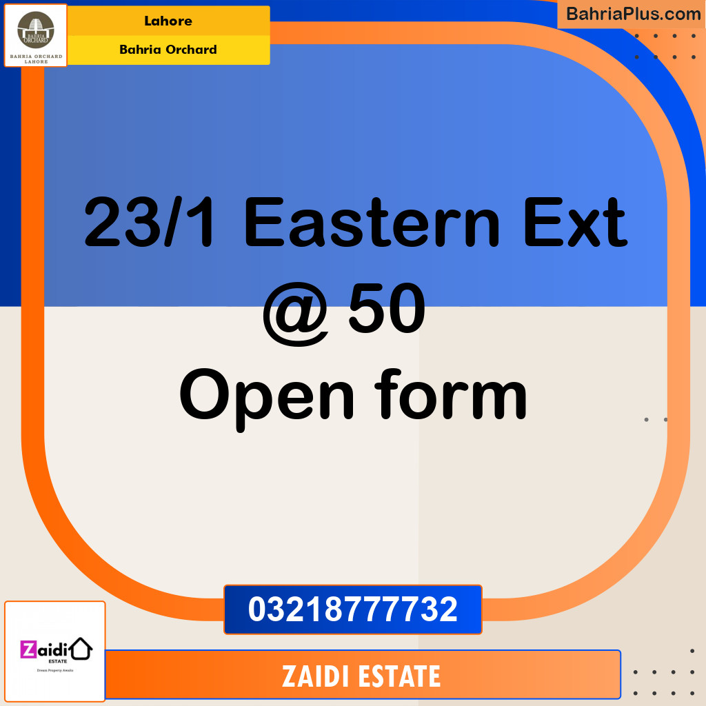 Residential Plot for Sale in Phase 1 - Eastern District Ext. II -  Bahria Orchard, Lahore - (BP-178640)