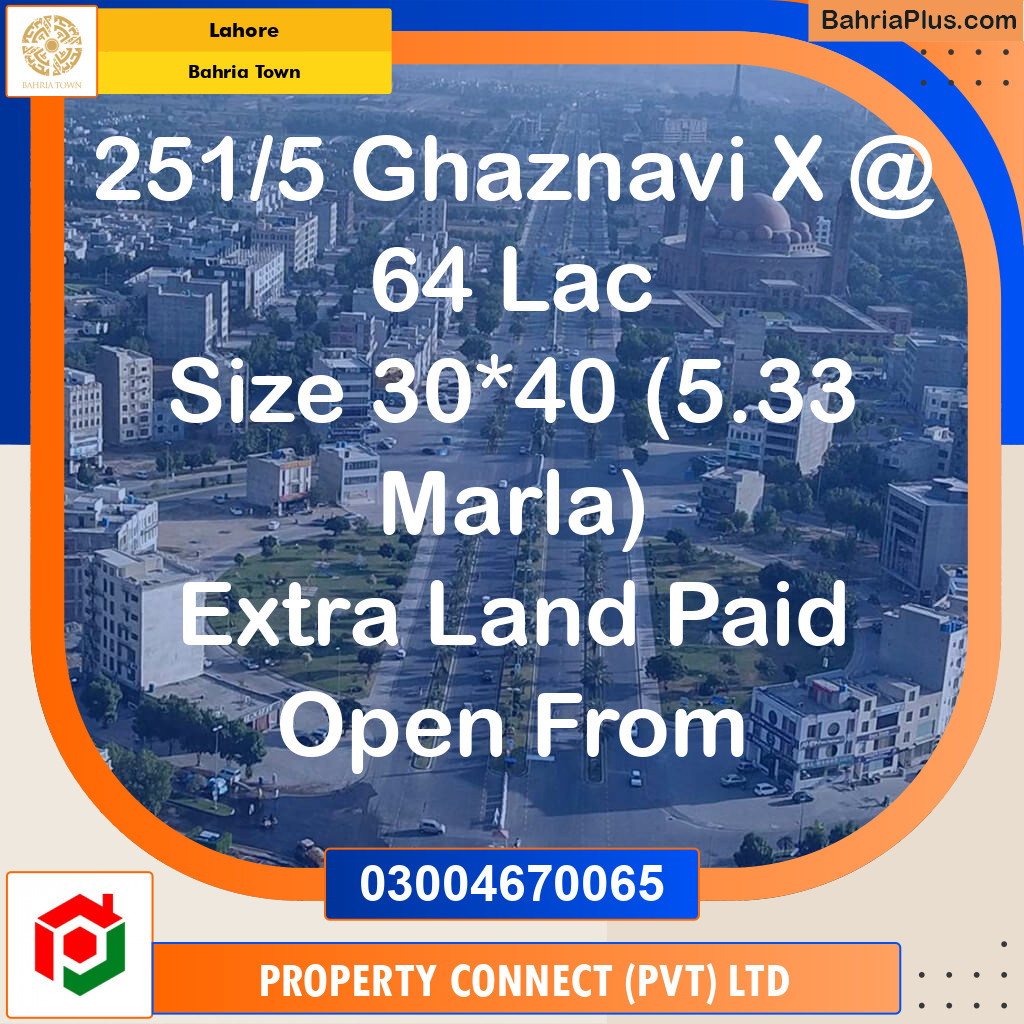 Residential Plot for Sale in Sector F - Ghaznavi Block - Bahria Town, Lahore - (BP-178675)